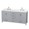 Custom image for Gray with Brushed Chrome Trim / White Quartz, Rectangular Sink / No Mirror