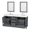 Custom image for Dark Gray with Brushed Chrome Trim / Carrara Cultured Marble, Rectangular Sink / 24
