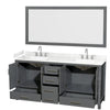 Custom image for Dark Gray with Brushed Chrome Trim / Carrara Cultured Marble, Rectangular Sink / 70