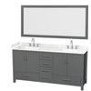 Custom image for Dark Gray with Brushed Chrome Trim / Carrara Cultured Marble, Rectangular Sink / 70