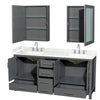 Custom image for Dark Gray with Brushed Chrome Trim / Carrara Cultured Marble, Rectangular Sink / Medicine Cabinets