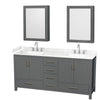 Custom image for Dark Gray with Brushed Chrome Trim / Carrara Cultured Marble, Rectangular Sink / Medicine Cabinets