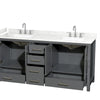 Custom image for Dark Gray with Brushed Chrome Trim / Carrara Cultured Marble, Rectangular Sink / No Mirror