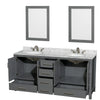 Custom image for Dark Gray with Brushed Chrome Trim / White Carrara Marble, Oval Sink / 24