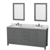 Custom image for Dark Gray with Brushed Chrome Trim / White Carrara Marble, Oval Sink / 24