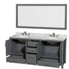Custom image for Dark Gray with Brushed Chrome Trim / White Carrara Marble, Oval Sink / 70