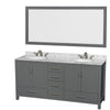 Custom image for Dark Gray with Brushed Chrome Trim / White Carrara Marble, Oval Sink / 70