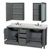 Custom image for Dark Gray with Brushed Chrome Trim / White Carrara Marble, Oval Sink / Medicine Cabinets