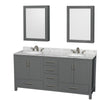 Custom image for Dark Gray with Brushed Chrome Trim / White Carrara Marble, Oval Sink / Medicine Cabinets