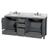 Custom image for Dark Gray with Brushed Chrome Trim / White Carrara Marble, Oval Sink / No Mirror
