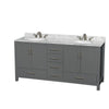 Custom image for Dark Gray with Brushed Chrome Trim / White Carrara Marble, Oval Sink / No Mirror