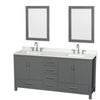 Custom image for Dark Gray with Brushed Chrome Trim / Giotto Quartz, Rectangular Sink / 24