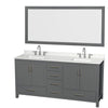 Custom image for Dark Gray with Brushed Chrome Trim / Giotto Quartz, Rectangular Sink / 70