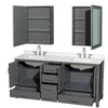 Custom image for Dark Gray with Brushed Chrome Trim / Giotto Quartz, Rectangular Sink / Medicine Cabinets