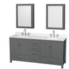 Custom image for Dark Gray with Brushed Chrome Trim / Giotto Quartz, Rectangular Sink / Medicine Cabinets