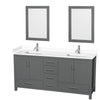 Custom image for Dark Gray with Brushed Chrome Trim / White Cultured Marble, Rectangular Sink / 24