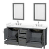 Custom image for Dark Gray with Brushed Chrome Trim / White Cultured Marble, Rectangular Sink / 24