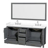 Custom image for Dark Gray with Brushed Chrome Trim / White Cultured Marble, Rectangular Sink / 70