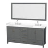 Custom image for Dark Gray with Brushed Chrome Trim / White Cultured Marble, Rectangular Sink / 70