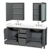 Custom image for Dark Gray with Brushed Chrome Trim / White Cultured Marble, Rectangular Sink / Medicine Cabinets