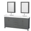 Custom image for Dark Gray with Brushed Chrome Trim / White Cultured Marble, Rectangular Sink / Medicine Cabinets