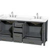 Custom image for Dark Gray with Brushed Chrome Trim / White Cultured Marble, Rectangular Sink / No Mirror