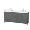 Custom image for Dark Gray with Brushed Chrome Trim / White Cultured Marble, Rectangular Sink / No Mirror