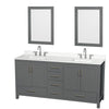 Custom image for Dark Gray with Brushed Chrome Trim / White Quartz, Rectangular Sink / 24