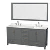Custom image for Dark Gray with Brushed Chrome Trim / White Quartz, Rectangular Sink / 70