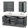 Custom image for Dark Gray with Brushed Chrome Trim / White Quartz, Rectangular Sink / Medicine Cabinets