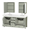 Custom image for Light Green with Brushed Nickel Trim / Carrara Cultured Marble, Rectangular Sink / Medicine Cabinets