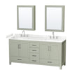 Custom image for Light Green with Brushed Nickel Trim / Carrara Cultured Marble, Rectangular Sink / Medicine Cabinets