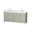 Custom image for Light Green with Brushed Nickel Trim / Carrara Cultured Marble, Rectangular Sink / No Mirror