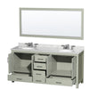 Custom image for Light Green with Brushed Nickel Trim / White Carrara Marble, Oval Sink / 70