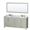 Custom image for Light Green with Brushed Nickel Trim / White Carrara Marble, Oval Sink / 70