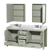 Custom image for Light Green with Brushed Nickel Trim / White Carrara Marble, Oval Sink / Medicine Cabinets