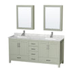 Custom image for Light Green with Brushed Nickel Trim / White Carrara Marble, Rectangular Sink / Medicine Cabinets