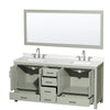 Custom image for Light Green with Brushed Nickel Trim / Giotto Quartz, Rectangular Sink / 70
