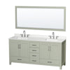 Custom image for Light Green with Brushed Nickel Trim / Giotto Quartz, Rectangular Sink / 70