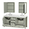Custom image for Light Green with Brushed Nickel Trim / Giotto Quartz, Rectangular Sink / Medicine Cabinets
