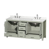 Custom image for Light Green with Brushed Nickel Trim / Giotto Quartz, Rectangular Sink / No Mirror