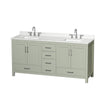 Custom image for Light Green with Brushed Nickel Trim / Giotto Quartz, Rectangular Sink / No Mirror