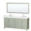 Custom image for Light Green with Brushed Nickel Trim / White Cultured Marble, Rectangular Sink / 70