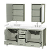 Custom image for Light Green with Brushed Nickel Trim / White Cultured Marble, Rectangular Sink / Medicine Cabinets
