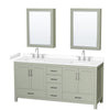 Custom image for Light Green with Brushed Nickel Trim / White Cultured Marble, Rectangular Sink / Medicine Cabinets