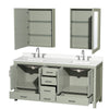 Custom image for Light Green with Brushed Nickel Trim / White Quartz, Rectangular Sink / Medicine Cabinets
