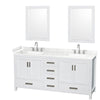 Custom image for White with Brushed Chrome Trim / Carrara Cultured Marble, Rectangular Sink / 24