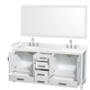 Custom image for White with Brushed Chrome Trim / Carrara Cultured Marble, Rectangular Sink / 70