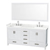Custom image for White with Brushed Chrome Trim / Carrara Cultured Marble, Rectangular Sink / 70