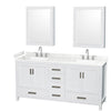 Custom image for White with Brushed Chrome Trim / Carrara Cultured Marble, Rectangular Sink / Medicine Cabinets